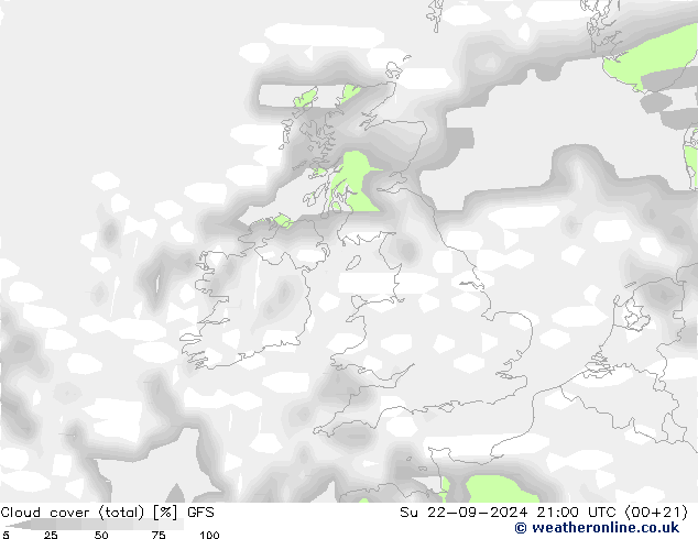 Wolken (gesamt) GFS So 22.09.2024 21 UTC