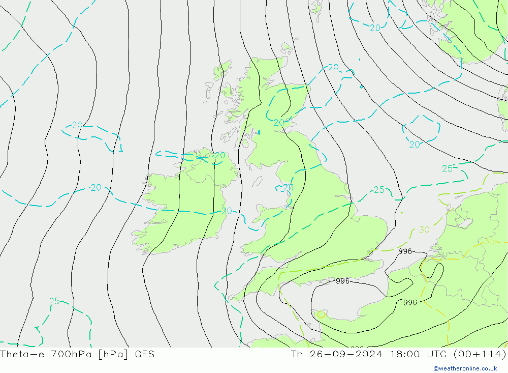 Theta-e 700hPa GFS Qui 26.09.2024 18 UTC