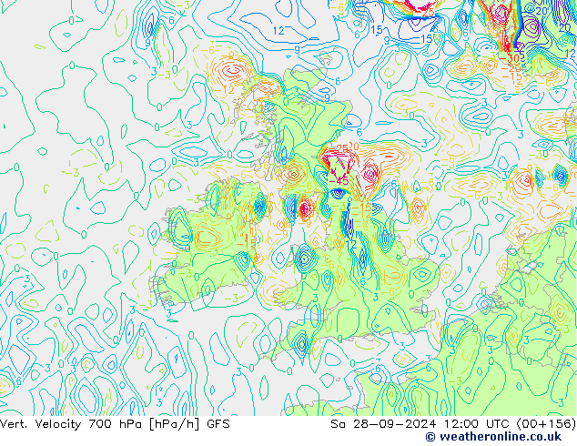 Vert. snelheid 700 hPa GFS za 28.09.2024 12 UTC