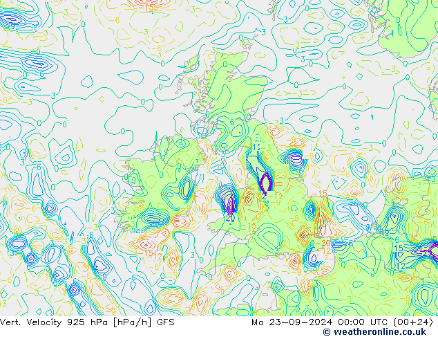 Vert. snelheid 925 hPa GFS ma 23.09.2024 00 UTC