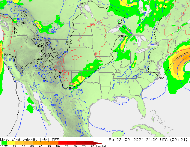 Max. wind velocity GFS Su 22.09.2024 21 UTC