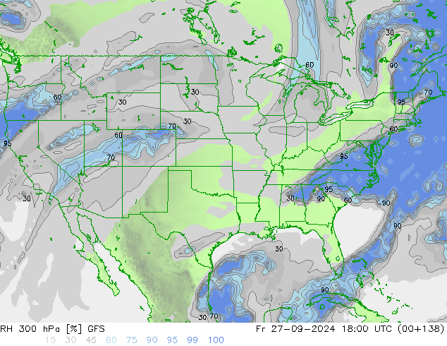 RH 300 hPa GFS Fr 27.09.2024 18 UTC