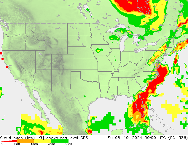 Cloud base (low) GFS Ne 06.10.2024 00 UTC