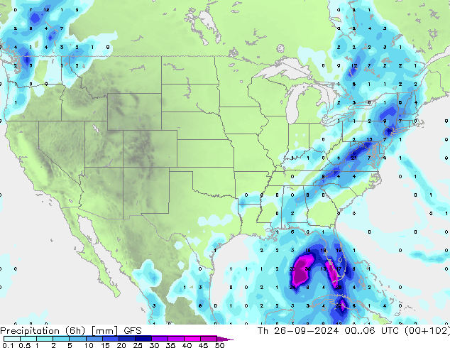 Z500/Rain (+SLP)/Z850 GFS Čt 26.09.2024 06 UTC