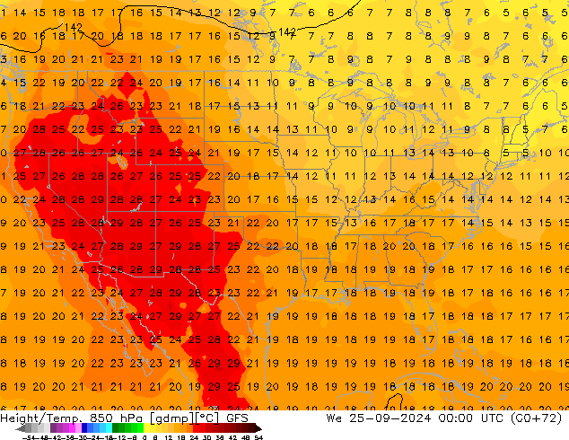 Z500/Rain (+SLP)/Z850 GFS We 25.09.2024 00 UTC