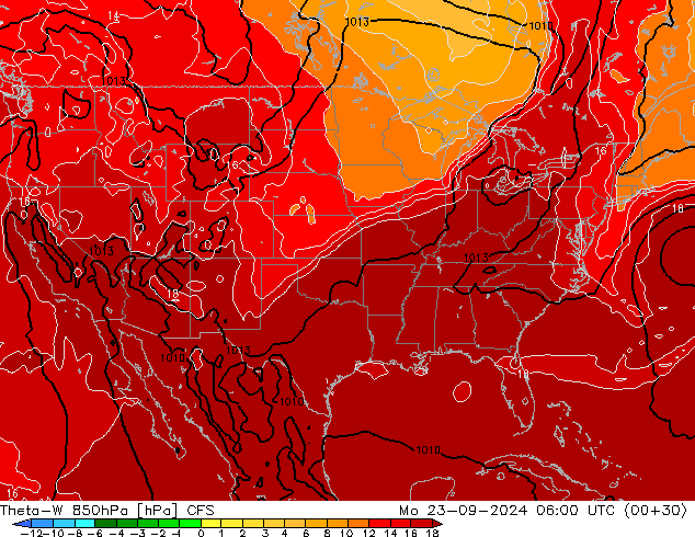 Theta-W 850hPa GFS Mo 23.09.2024 06 UTC