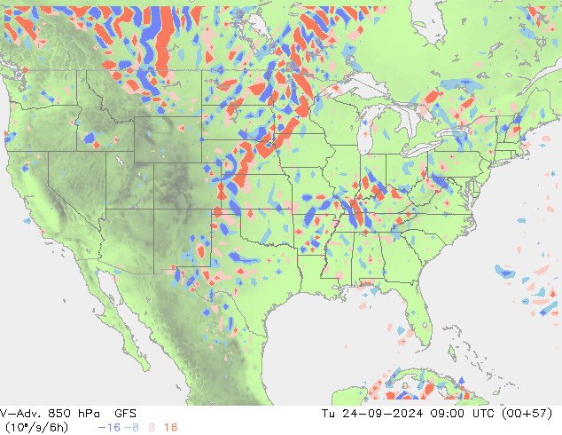 V-Adv. 850 hPa GFS Tu 24.09.2024 09 UTC