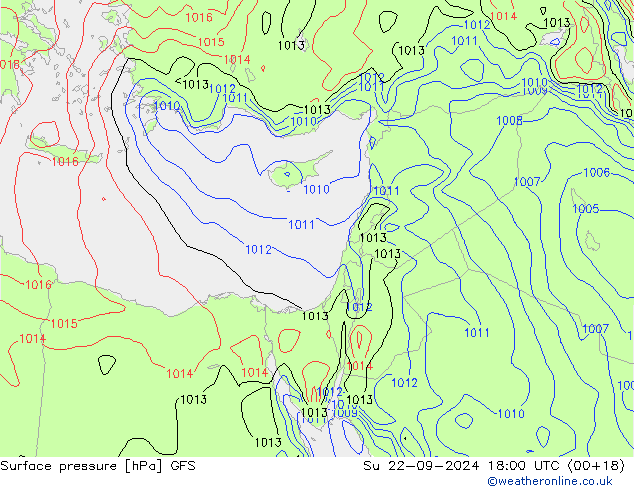 Pressione al suolo GFS dom 22.09.2024 18 UTC