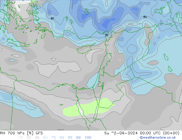 Humidité rel. 700 hPa GFS dim 22.09.2024 00 UTC