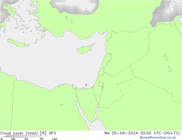 Cloud cover (total) GFS We 25.09.2024 00 UTC