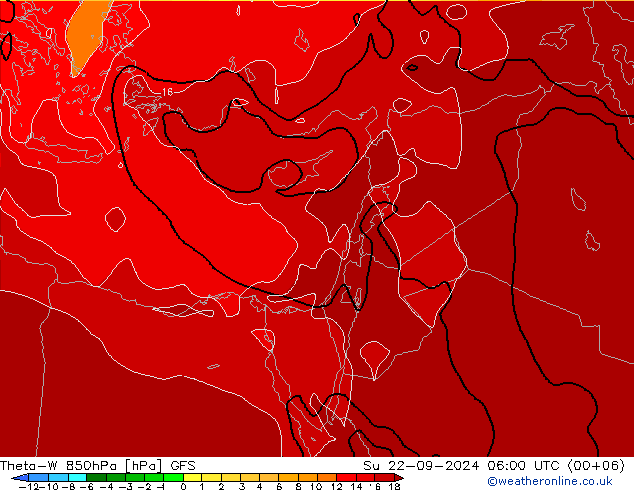 Theta-W 850hPa GFS So 22.09.2024 06 UTC