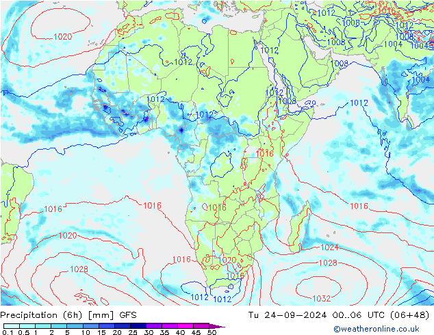 Z500/Regen(+SLP)/Z850 GFS di 24.09.2024 06 UTC