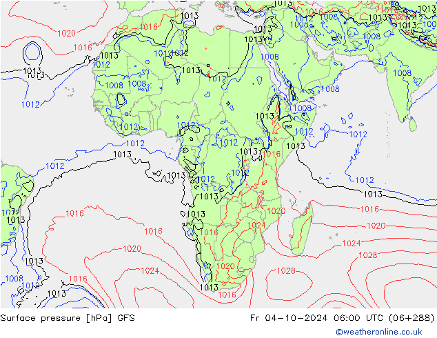 Luchtdruk (Grond) GFS vr 04.10.2024 06 UTC