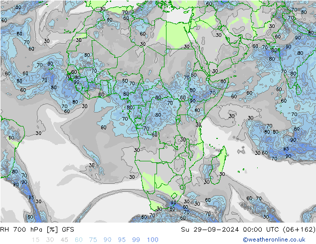 RH 700 hPa GFS Dom 29.09.2024 00 UTC