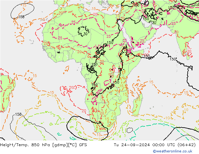 Z500/Rain (+SLP)/Z850 GFS Tu 24.09.2024 00 UTC