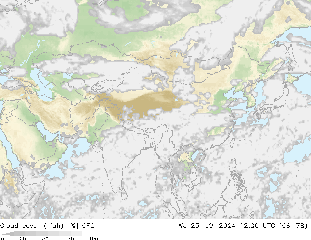 Wolken (hohe) GFS Mi 25.09.2024 12 UTC