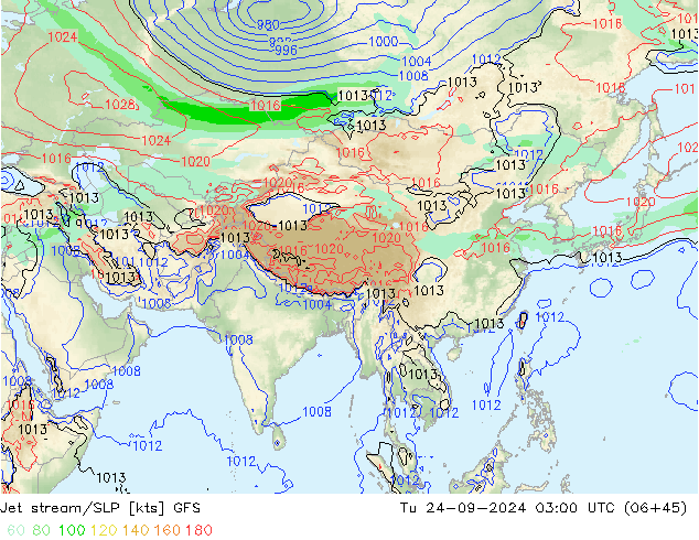 Jet stream GFS Ter 24.09.2024 03 UTC