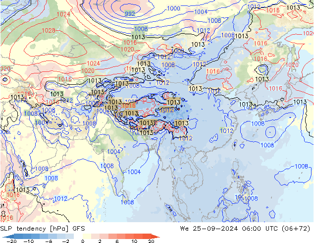 SLP tendency GFS St 25.09.2024 06 UTC