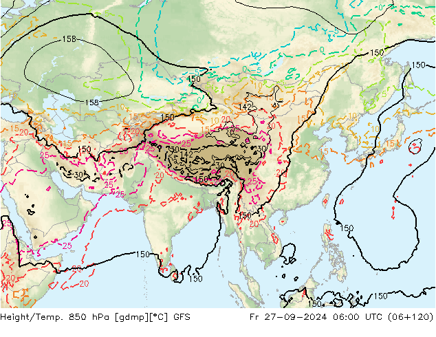 Z500/Rain (+SLP)/Z850 GFS Fr 27.09.2024 06 UTC