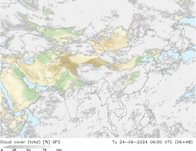 Wolken (gesamt) GFS Di 24.09.2024 06 UTC