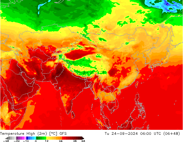 Höchstwerte (2m) GFS Di 24.09.2024 06 UTC