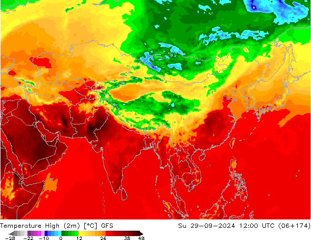 Temperature High (2m) GFS Su 29.09.2024 12 UTC