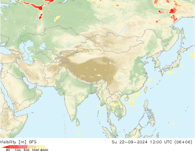 Visibility GFS Su 22.09.2024 12 UTC