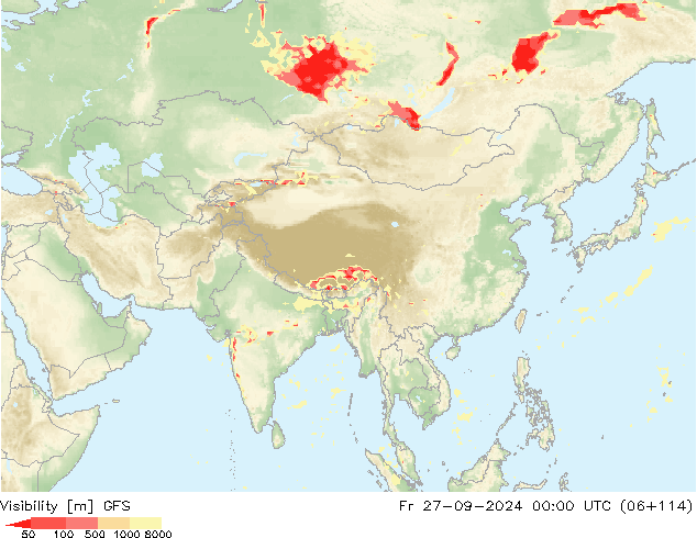 Visibility GFS Fr 27.09.2024 00 UTC