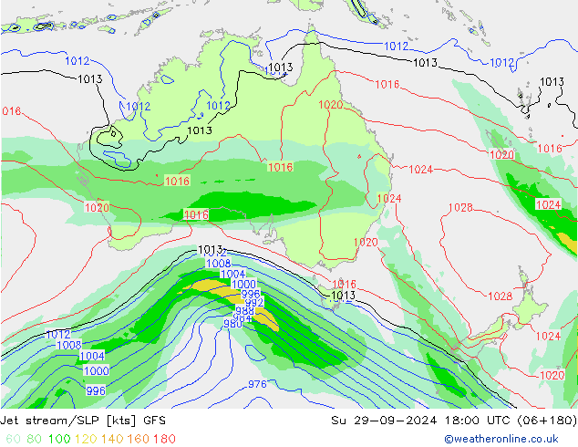 Straalstroom/SLP GFS zo 29.09.2024 18 UTC