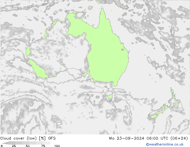 Wolken (tief) GFS Mo 23.09.2024 06 UTC