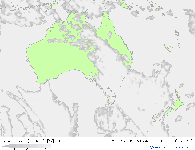 Cloud cover (middle) GFS We 25.09.2024 12 UTC