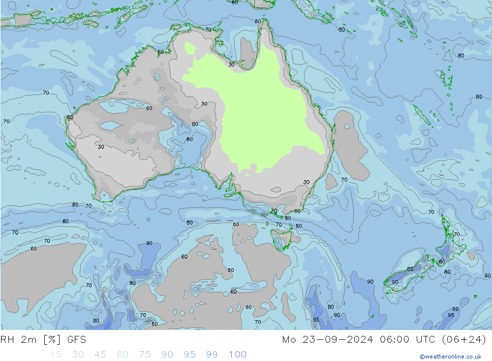 RH 2m GFS Po 23.09.2024 06 UTC