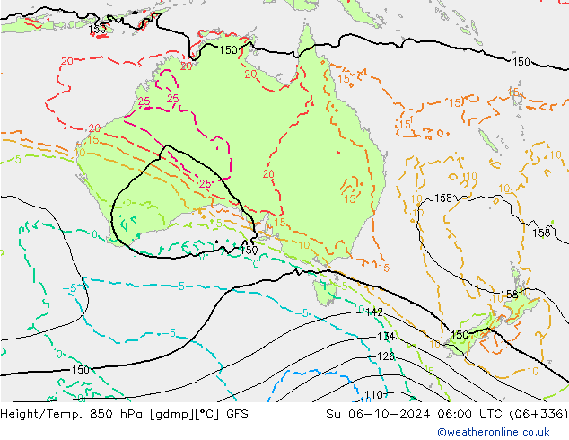 Z500/Rain (+SLP)/Z850 GFS So 06.10.2024 06 UTC