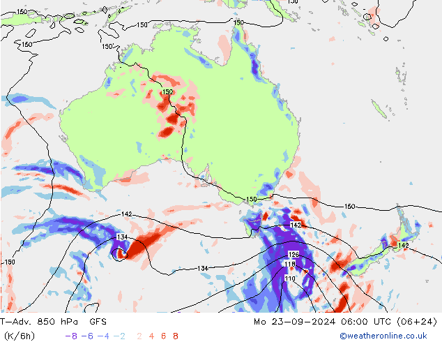 T-Adv. 850 hPa GFS Mo 23.09.2024 06 UTC