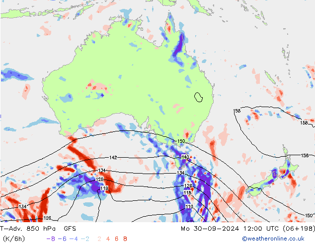 T-Adv. 850 hPa GFS lun 30.09.2024 12 UTC