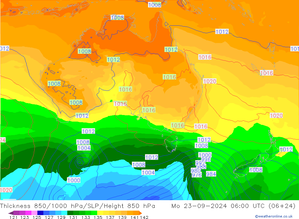 Thck 850-1000 hPa GFS Seg 23.09.2024 06 UTC