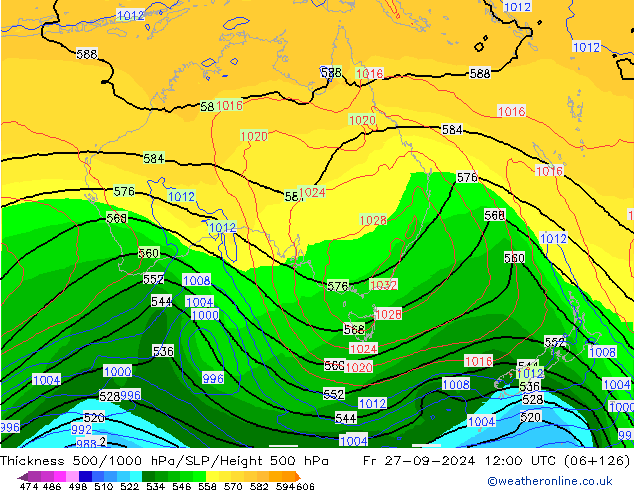 Thck 500-1000hPa GFS Fr 27.09.2024 12 UTC