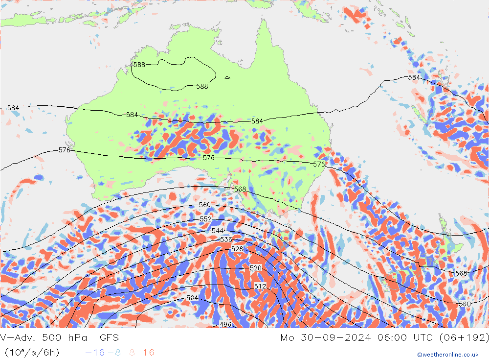 V-Adv. 500 hPa GFS lun 30.09.2024 06 UTC