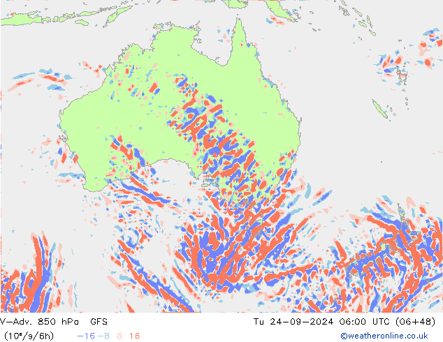 V-Adv. 850 hPa GFS Tu 24.09.2024 06 UTC