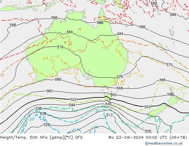 Z500/Rain (+SLP)/Z850 GFS Mo 23.09.2024 00 UTC