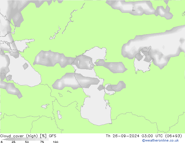 облака (средний) GFS чт 26.09.2024 03 UTC