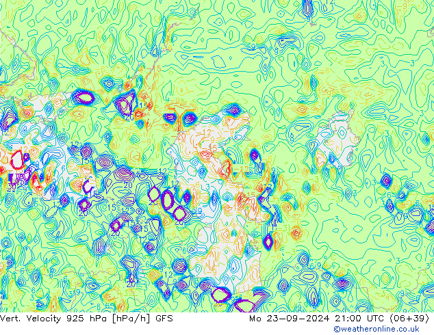 925 hPa Dikey Hız GFS Pzt 23.09.2024 21 UTC