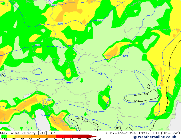 Max. wind velocity GFS Sex 27.09.2024 18 UTC