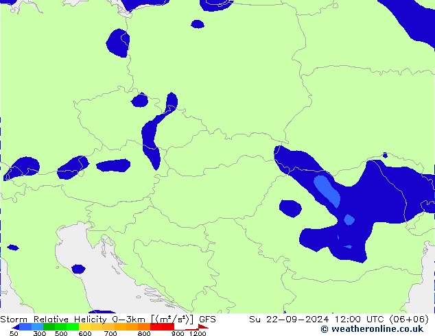 Storm Relative Helicity GFS So 22.09.2024 12 UTC