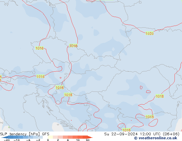 SLP tendency GFS Su 22.09.2024 12 UTC