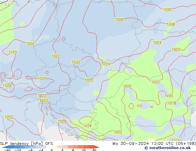 SLP tendency GFS Mo 30.09.2024 12 UTC