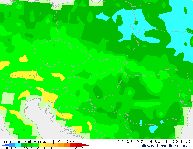 Volumetrisch bodemvocht GFS zo 22.09.2024 09 UTC