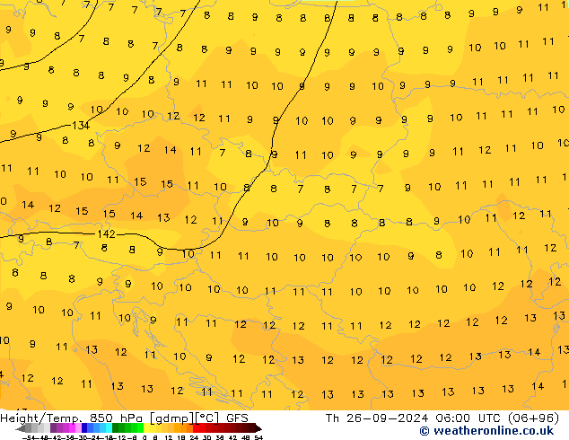 Z500/Rain (+SLP)/Z850 GFS Th 26.09.2024 06 UTC