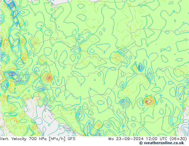 Vert. Velocity 700 гПа GFS пн 23.09.2024 12 UTC