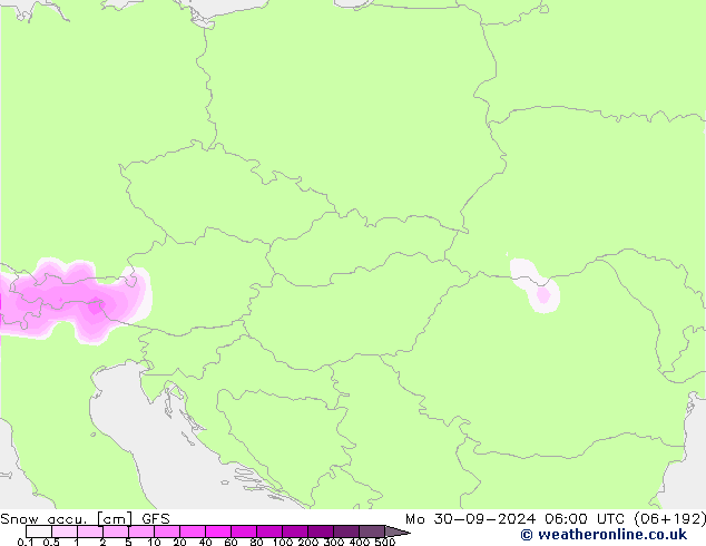 Schneemenge GFS Mo 30.09.2024 06 UTC